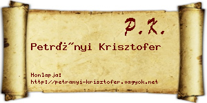Petrányi Krisztofer névjegykártya