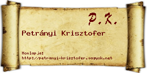 Petrányi Krisztofer névjegykártya
